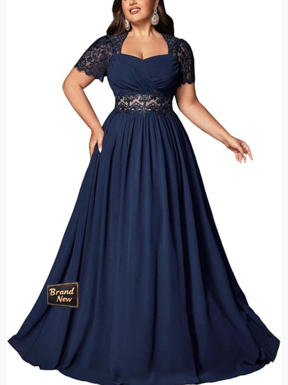 Plus Size Chiffon A-Line Floor Length Formal Prom Bridesmaid Dress